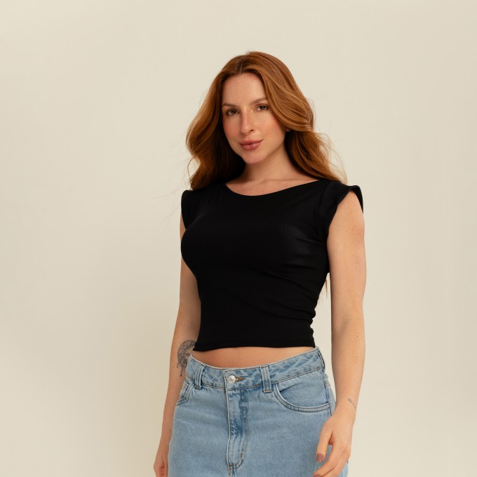 Blusa Curta Manguinha Dupla