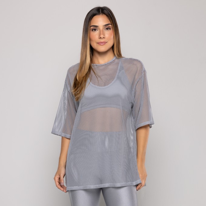 Blusa Básica Oversized Tela Cniza Médio