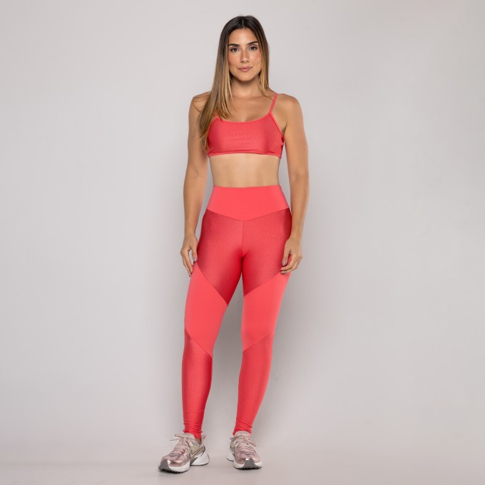 Legging Recorte em Bico Pink Coral
