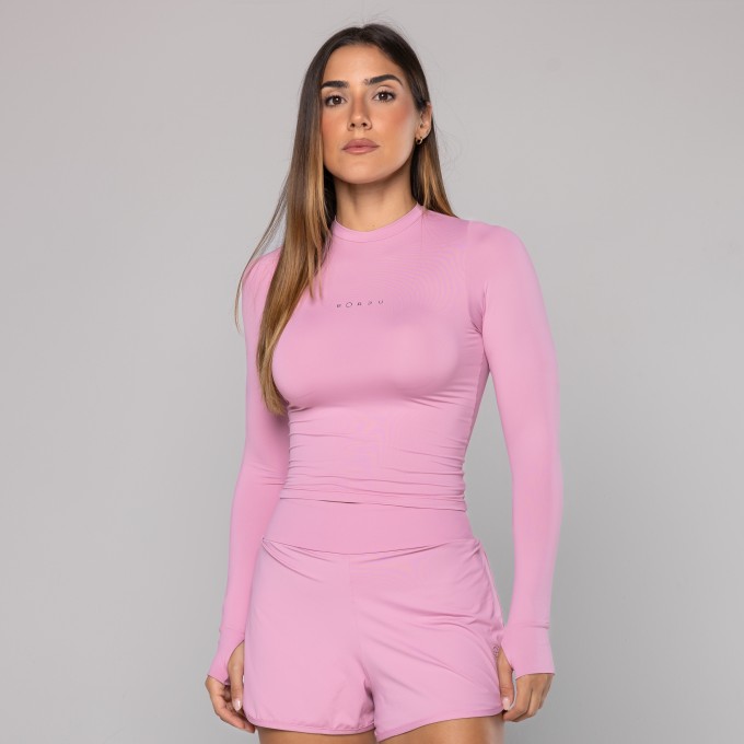 Blusa Light Manga Longa Dedinho Rosê