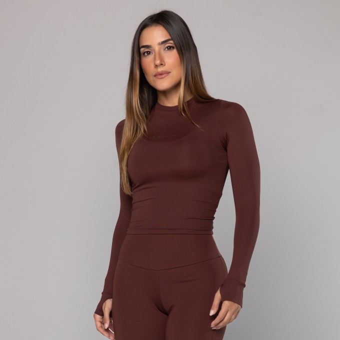 Blusa Light Manga Longa Dedinho Couro