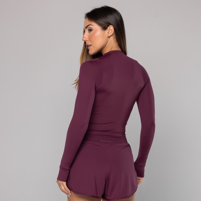 Blusa Light Manga Longa Dedinho Bordô