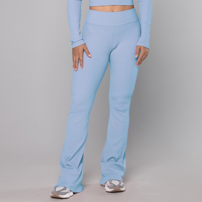 Calça Bailarina Cós Alto Rib Blue Sky