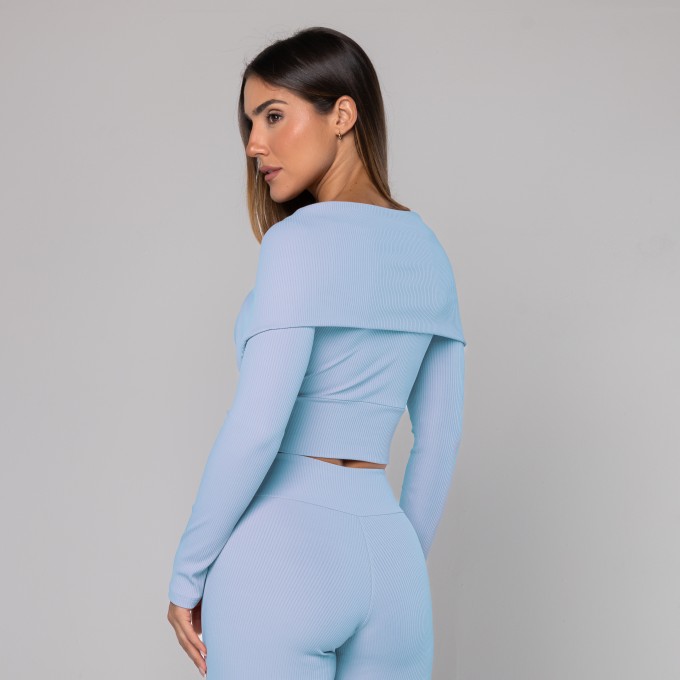 Blusa Casaquinho Pala Virada Blue Sky