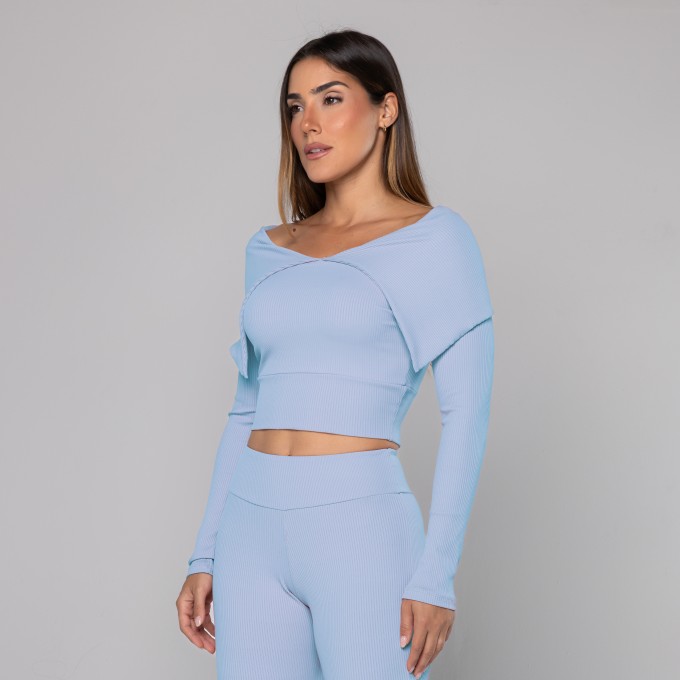 Blusa Casaquinho Pala Virada Blue Sky