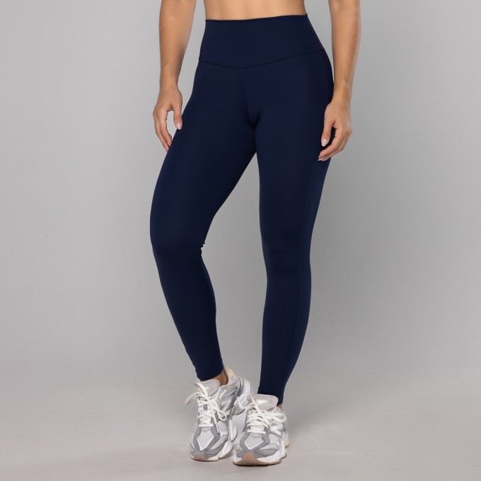 Legging Rib Costas Recorte Marinho