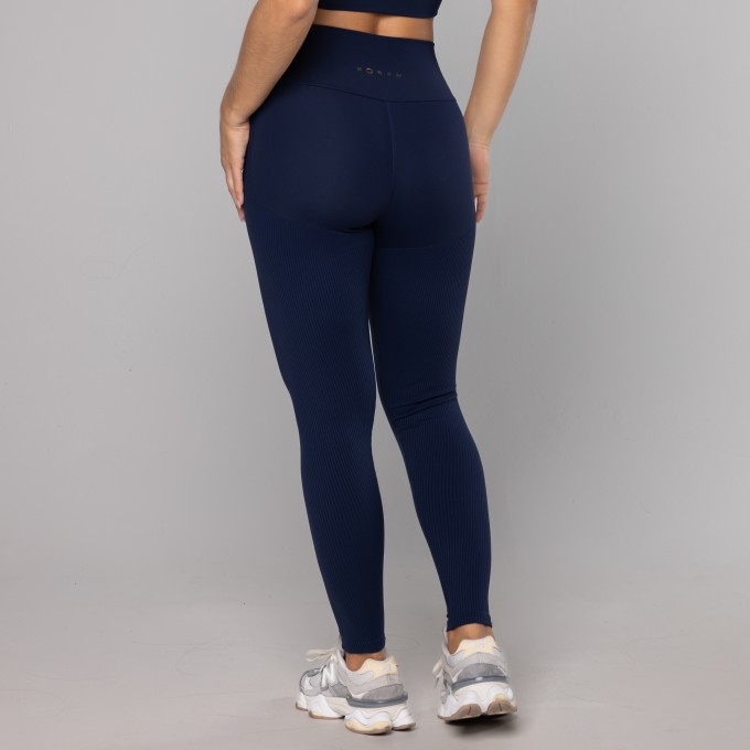 Legging Rib Costas Recorte Marinho