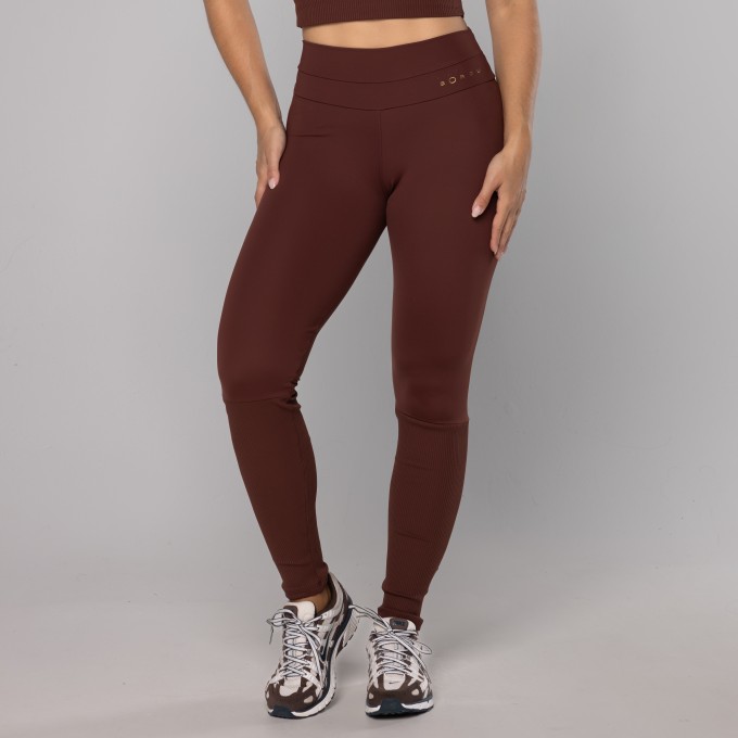 Legging Meia Perna Rib Couro