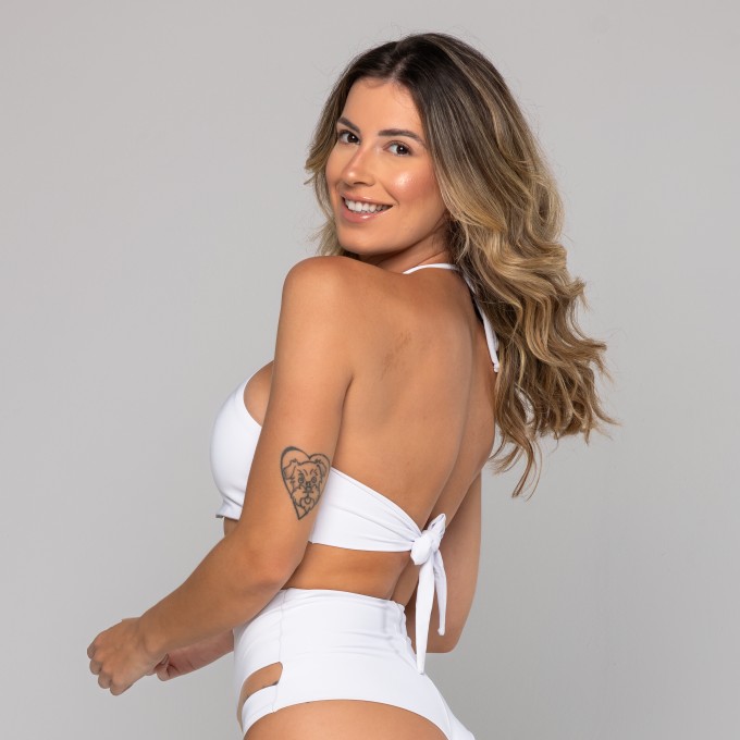 Top Biquíni Cortininha Cruzado Luna Branco
