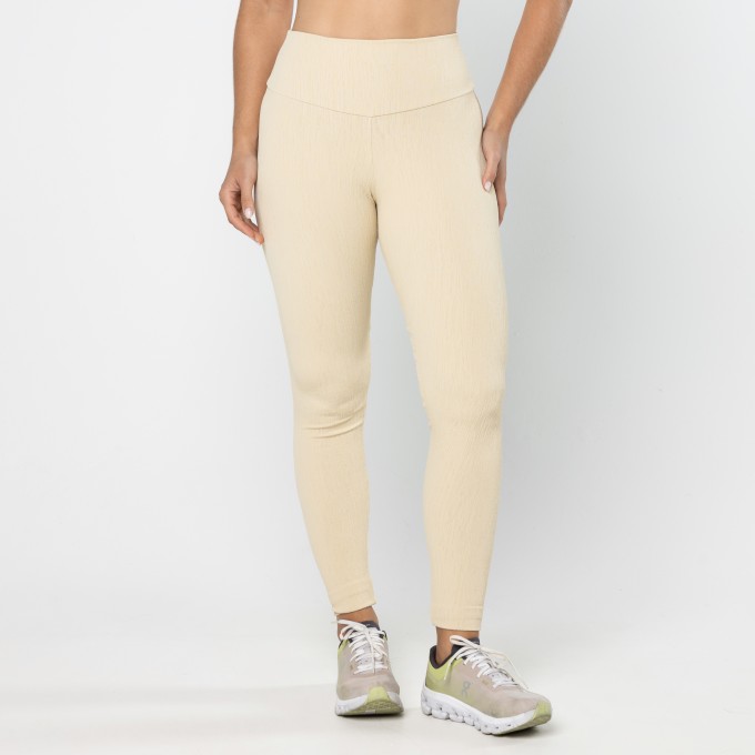 Legging Jacquard Básica Cós Alto Palha