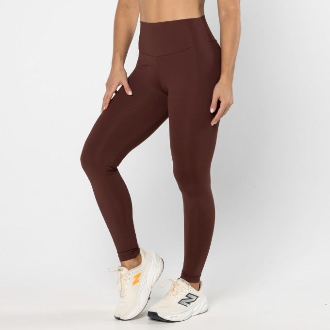 Legging Básica Alta Compressão Marrom Couro