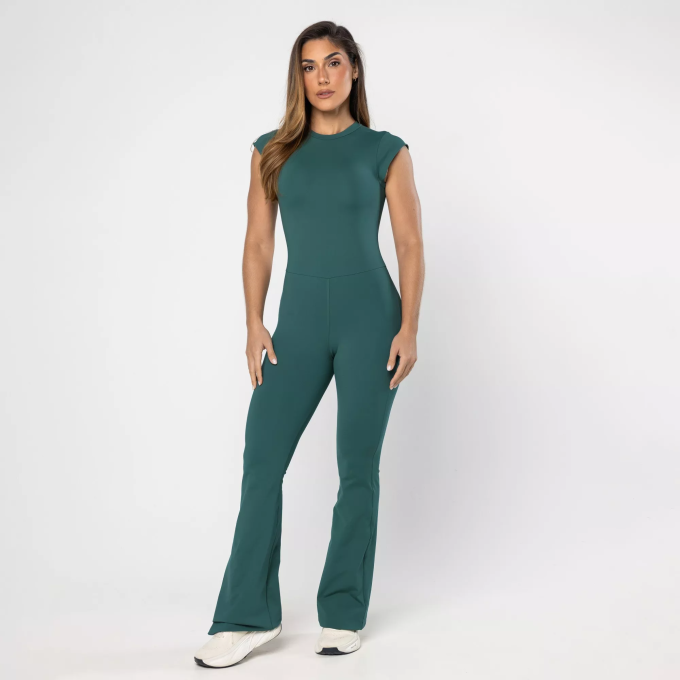 Macacão Bailarina Decote Gota Costas Média Verde Escuro